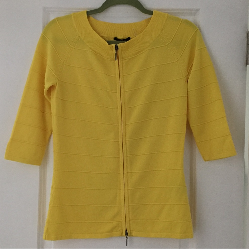 Yellow zip up cardigan